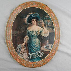 Vintage 1973 Gibson Girl Drink Pepsi Cola Tray 10.5inx12.5in